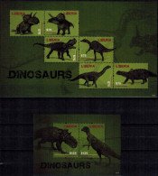 MDR-BK20-463 MDA MINT PF/MNH ¤ LIBERIA DINOSAURS - DINO'S OF THE WORLD + BLOCK ¤ ENDANGERED ANIMALS - Archäologie