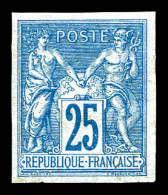 N°35, 25c Bleu, Quatre Belles Marges, Fraîcheur Postale. SUP. R. (signé Brun/certificats)  Qualité:  - Sage