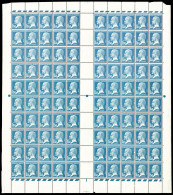 N°181a, Pasteur, 1F50 Bleu: Faux De Marseille En Feuille Complète De 100 Exemplaires, RARE (certific - Neufs