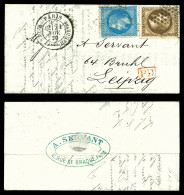 LA VILLE D'ORLEANS', 20c Et 30c Laurés Obl étoile De Paris + Càd De Paris Le 21 Nov 1870 Sur Lm à De - Oorlog 1870