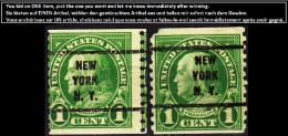 USA Precancels New York 1923 Sc597 1c Franklin, Coil. NEW / YORK / N.Y. 3 Lines - Prematasellado