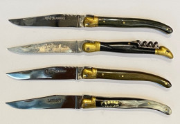 Beau Lot De 4 Couteaux Laguiole Neuf De Stock @ Thiers @ Fabrication Ancienne @ Knife @ Manche Corne / Bois @ Hippocampe - Knives/Swords