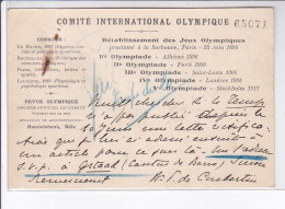 Sports Jeux Olympiques, Autographe De Pierre De Coubertin, 1911(Olympic Games - CIO) - Très Bon état - Olympische Spiele