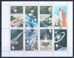 State Of Oman (exile Government Vignettes) 1974-9-01 Used - Sheet Of 8 (4 X 2) - Sir Winston Churchill / Space - Asie