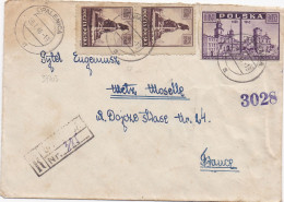 37703# LETTRE RECOMMANDE Obl OPALENICA 1946 Pour METZ MOSELLE POLOGNE POLSKA POLAND - Lettres & Documents