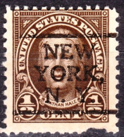 USA Precancels New York 1925 Sc551 ½c Hale, P.11. NEW / YORK / N.Y. Serif Defect - Prematasellado