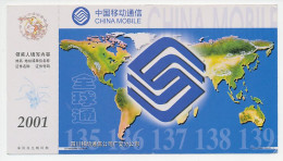 Postal Stationery China 2001 Map - Earth - China Mobile - Geografia