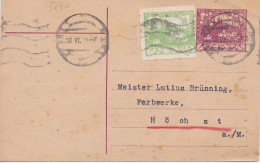 37710# CESKOSLOVENSKA CARTE POSTALE Obl PRAG 18 VI 1919 Pour HÖCHST PRAGUE ENTIER POSTAL GANZSACHE STATIONERY - Cartoline Postali