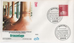 Germany Deutschland 1982 FDC Industrie Und Technik, Brauanlage, Brewing Equipment, Beer Bier, Dauerserie, Berlin - 1981-1990