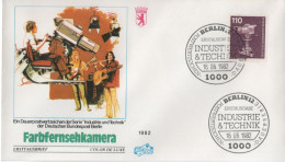 Germany Deutschland 1982 FDC Industrie Und Technik, Farbfernsehkamera, Music Musik, Color Television Camera TV, Berlin - 1981-1990