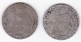 Indochine Française. 10 Cent 1923 Et 10 Cent 1921 . En Argent, 2 Pièces - Französisch-Indochina