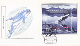 ANIMALS, MARINE MAMMALS, WHALES, ORCA, KILLER WHALE, SPECIAL COVER, 1993, ROMANIA - Whales