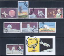 Nagaland (cinderellas) 1972-11-1 Used - Set Of 8 + Souvenir Sheet - Mariner / Apollo / Space - Asie