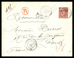 N°19, 75c Rose Obl Càd OBOCK Sur Lettre Recommandée Du 29 Nov 1892 Pour PARIS, Transit à Toulon Sur  - Lettres & Documents