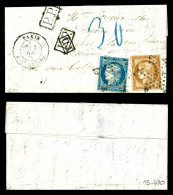 10c Et 20c Siège Obl étoile 2 Paris à Destination De HIRSON En Zone Occupée Avec Mention Manuscrite  - Oorlog 1870