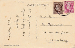 37719# MAZELIN CARTE POSTALE TARIF SPECIAL 1er Février 1946 Obl COLMAR HAUT RHIN 1947 Pour Luxembourg - Cartas & Documentos