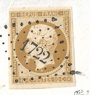 FRANCE Lettre Sans Correspondance YT 9a Bistre-brun OBL TB Signé Calves/Roumet - 1852 Louis-Napoleon