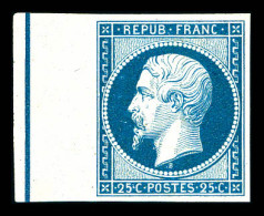N°10b, 25c Bleu, Bord De Feuille Avec Filet D'encadrement. TB (signé Calves/Brun/certificat)  Qualit - 1852 Luis-Napoléon