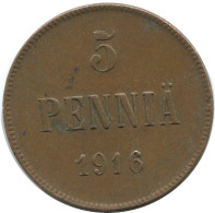 5 PENNIA 1916 FINNLAND FINLAND Münze RUSSLAND RUSSIA EMPIRE #AB150.5.D.A - Finnland