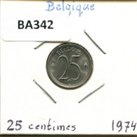 25 CENTIMES 1974 FRENCH Text BELGIQUE BELGIUM Pièce #BA342.F.A - 25 Cent