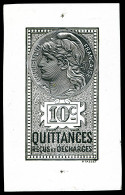 Quittances: épreuve Grand Format En Noir Sur Papier Cartonné. SUP. R.R. (certificat)  Qualité: (*)   - Neufs