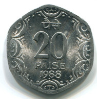 20 PAISE 1988 INDIA UNC Coin #W11176.U.A - Indien