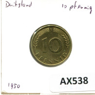 10 PFENNIG 1950 D BRD DEUTSCHLAND Münze GERMANY #AX538.D.A - 10 Pfennig