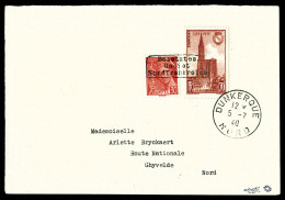 N°412 + 443 (30c +70c=1f) Surchargé Dunkerque Sur Devant De Lettre Obl Càd Dunkerque Nord Le 5 Juil  - Guerre (timbres De)