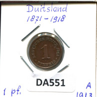 1 PFENNIG 1913 A DEUTSCHLAND Münze GERMANY #DA551.2.D.A - 1 Pfennig