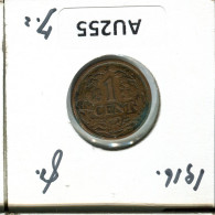 1 CENT 1916 NÉERLANDAIS NETHERLANDS Pièce #AU255.F.A - 1 Centavos