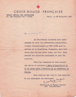 CROIX ROUGE FRANCAISE 09/1941  DEMANDE DE LA LISTE DES INFIRMIERES POUR LA ZONE LIBRE  PAR LA CROIX ROUGE ALLEMANDE - 1939-45