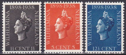 Netherlands, 1938, Queen Wilhelmina Reign 40th Anniv, Set, MH - Neufs