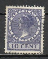 Netherlands, 1929, Queen Wilhelmina/Wmk Circles, 10c/Purple, USED - Used Stamps