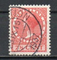 Netherlands, 1929, Queen Wilhelmina/Wmk Circles, 7½c/Red, USED - Used Stamps