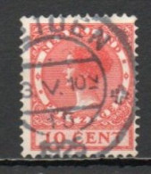 Netherlands, 1924, Queen Wilhelmina/No Wmk, 10c, USED - Usados