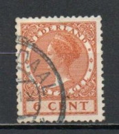 Netherlands, 1926, Queen Wilhelmina/Wmk Circles, 6c, USED - Used Stamps