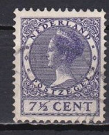 Netherlands, 1927, Queen Wilhelmina/Wmk Circles, 7½c/Purple, USED - Used Stamps