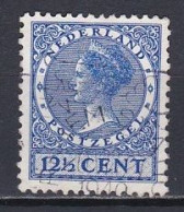 Netherlands, 1928, Queen Wilhelmina/Wmk Circles, 12½c/Blue, USED - Used Stamps