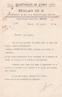STALAG III C SECRETARIATS DE CAMPS 04/1944 DEMANDE DE SECOURS - 1939-45