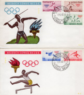 Belgish Congo 1960, Olympic Games In Rome, Athletic, 2FDC - Cartas & Documentos