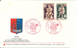 France FDC 16-12-1967 Red Cross Complete Set Of 2 With Cachet - Croce Rossa