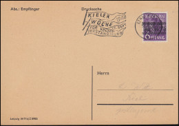 37 Band 6 Pf Auf Postkarte Werbe-Stempel KIELER WOCHE Völkerverständigung 1948  - Briefe U. Dokumente