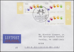 1869 UNO-Kinderhilfswerk UNICEF, MeF FDC Bonn 18.7.1996 In Die USA - UNICEF