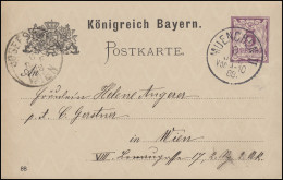 Bayern P 30/04 Ziffer 5 Pf. Lila, Einkreis MÜNCHEN II. - 8.6.88 Nach WIEN 1888 - Postal  Stationery