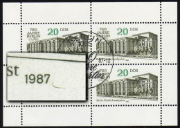 3078 Friedrichstadtpalast-Kleinbogen Berlin 4x 20 Pf 1987 PLF Haken, ESSt Berlin - Oblitérés