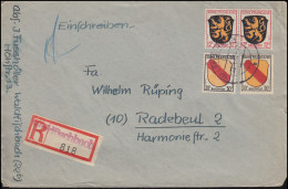 6+10 Wappen-MiF R-Brief Not-R-Zettel WALDFISCHBACH 22.3.1947 Nach Radebeul - Emisiones Generales