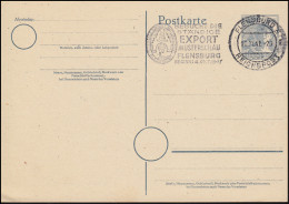 Werbestempel FLENSBURG REICHSPOST EXPORT-Musterschau 22.1.47 Auf Postkarte P 962 - Covers & Documents