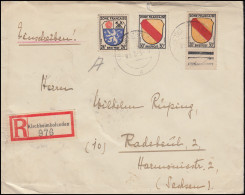 9+10 Wappen-Mischfrankatur Auf R-Brief KIRCHHEIMBOLANDEN Nach RADEBEUL 26.12.46 - Emisiones Generales