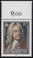 1248 Europa Musik Händel 60 Pf ** Oberrand - Unused Stamps