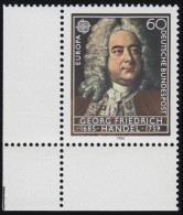 1248 Europa Musik Händel 60 Pf ** Ecke U.l. - Unused Stamps